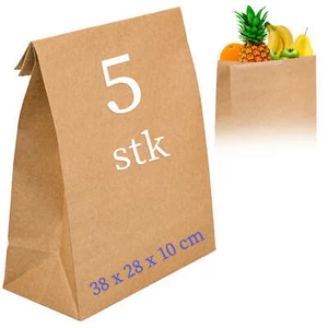 Papiertüten Groß 5 Stück 38x28x10 cm Braun 300g/m2 Kraftpapiertüte Universal - Bild 1 von 10