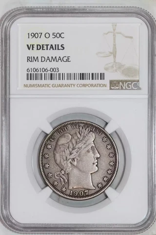1907-O BARBER HALF DOLLAR NGC VF DETAILS Cover