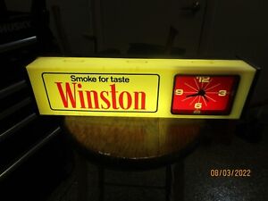 TWM Winston Cigarette Electric Sign Clock Light Clock Original Vintage 19 IN.