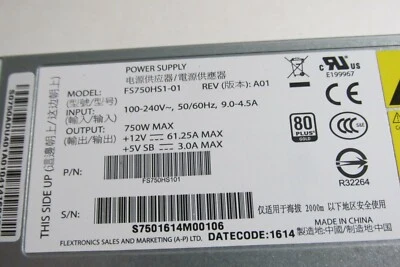 FUENTE DE ALIMENTACIÓN INTEL FS750HS1-01 750w 80 PLUS PARA SUPERMICRO H8DGU/CSE-815  Foto 1 de 4