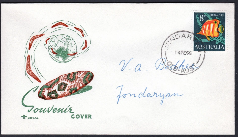 1966 Australia 8c Coral Fish on Generic ROYAL FDC Cover JONDARYAN QLD CDS - Image 1 of 1