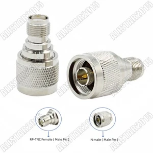 1x N-Type Male Plug to RP-TNC Female Jack ( Male Pin ) Adapter Connector Brass - Picture 1 of 6