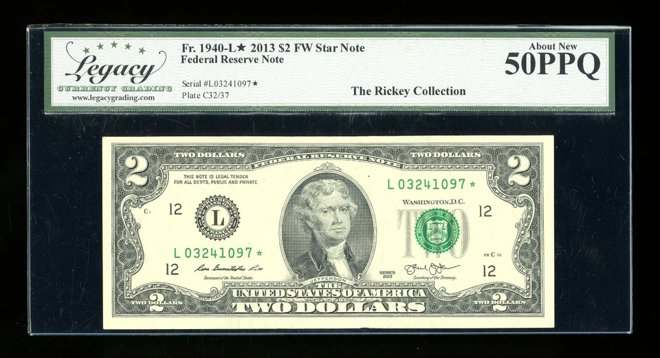 DBR 2013 $2 FRN San Francisco STAR Fr. 1940-L* Legacy AU-50 PPQ Ser # L03241097* - Image 1 of 2