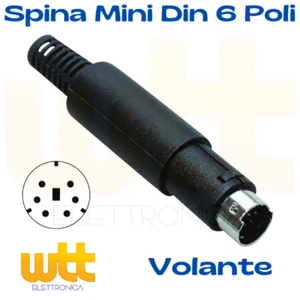 Connettore Mini Din 6 poli spina maschio minidin volante connettore spina PS2 - Foto 1 di 1