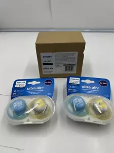 Box Of 4 Philips Avent Ultra Air Pacifier, 0-6 Months, Elephant/Lion, SCF085/07 - Picture 1 of 11