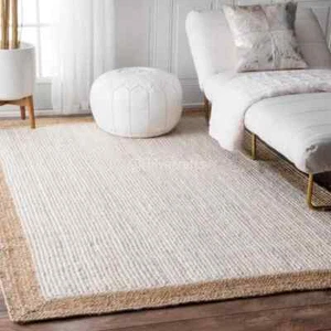 Natural jute Area rug large area rug living area rug modern area rug white jute - Picture 1 of 3