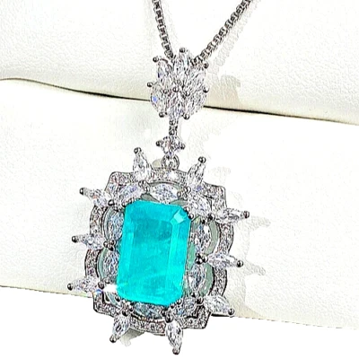 COLLAR COLGANTE PARAIBA PIEDRAS PRECIOSAS DIAMANTE ALTO CARBONO DAMAS ORO 18k Relleno Foto 1 de 4