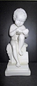 Galleta Niño Escritura Escultura Figura Blanco Invierno Escena Querubín Bebé Ángel - Imagen 1 de 4