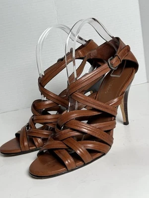 Cole Haan Tacones Talla 11B Marrón Sandalias con Tiras Tacones de Aguja Zapatos Cuero Foto 1 de 4