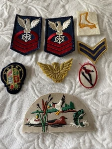 Vintage Patch Lot Of 8 Various Naval Eagle Crest Ski Skate Duck Fish Sew On - Picture 1 of 2