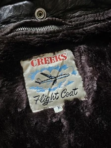 Chaqueta de vuelo de cuero vintage CREEKS para hombre XL marrón A2 forro extraíble de piloto - Imagen 1 de 23