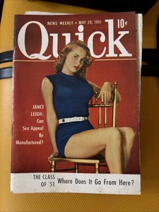 Vintage Quick News Weekly Magazine May 28 1951 cover Janet Leigh - Picture 1 of 2