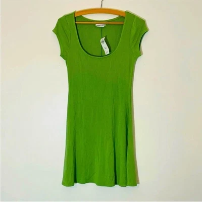 Abercrombie & Fitch Green Ribbed Cap Sleeve Knee Length Dress Size S NWT - Image 1 of 4