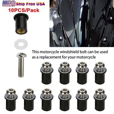 Universal Motorcycle Windshield Screen Bolt Screws Kit Fit For Suzuki Yamaha BMW - Image 1 of 4