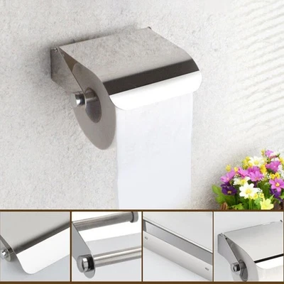 Porta rotolo carta igienica da parete acciaio inox argento porta rotolo wc - Immagine 1 di 4