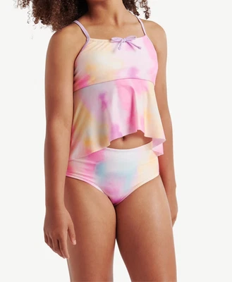 Traje de baño Tankini Justice Girls Tie Dye sin mangas Palma violeta talla L (12-14) Foto 1 de 4