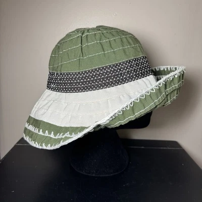 Raffaello Bettini Sun Hat Olive Green Layered Whip-Stitch Italy Floppy Beachy - Image 1 of 4