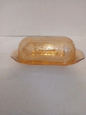 Vintage Floragold Louisa Covered Butter Dish By Jeannette Glass - Image 1 of 4