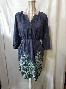 Charlie Jade/Anthropologie Womens Dress Sz S 100% Silk Pockets 3/4 Sleeves - Picture 1 of 7