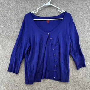 212 Collection Women's Cardigan Sweater Size XL Blue Front Button Long Sleeve - Picture 1 of 11