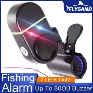 Flysand Angeln Alarm Fisch Biss Köder Sound Glocke LED Licht Anzeige Buzzer Clip - Bild 1 von 6