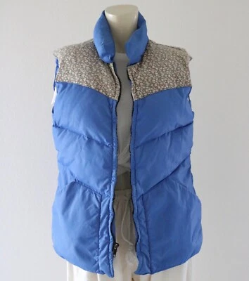 Vintage 70s RETRO Calico Floral Down Puffer Vest Pack Zip Front Unisex 40" Chest - Image 1 of 4
