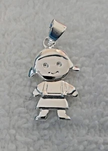 ¡Dije de plata de ley 21x12 mm para niña con cabeza y cuerpo móviles! cóncavo en la parte posterior - Imagen 1 de 1