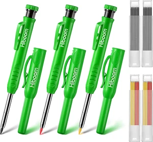 3 Pack Carpenter Pencils Set with 24 Refills, 2.8 Mm Mechanical Carpenter Pencil - Picture 1 of 12
