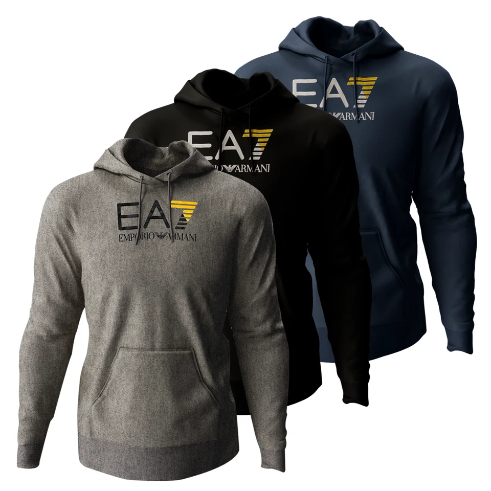Emporio Armani EA7 Mens Hooded Sweatshirt Big  Logo Long Sleeve hoodies S to 2XL - Image 1 of 4