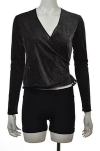 Lafayette 148 Womens Top Size 8 Black Silver Wrap Metallic Shirt Blouse - Foto 1 di 5