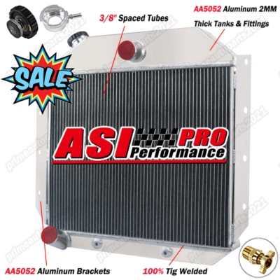 4 Row Aluminum Radiator Fits 1951-1957 International Harvester Pickup Truck Foto 1 de 4