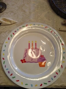 Geburtstag Tortenplatte weiß mit Streuseln Cupcake und Torte, nat - Bild 1 von 3