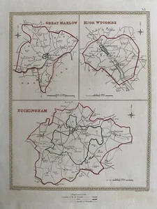 1835 Antique Map / Plans: Marlow; High Wycombe; Buckingham, Buckinghamshire - Picture 1 of 2