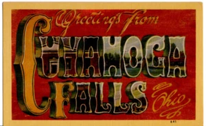 CARTOLINA Saluti da Cuyahoga Falls Ohio Vintage 0321 - Foto 1 di 2