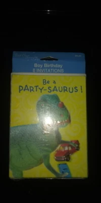 American Greetings Tender Thoughts Dinosaur Birthday Party Invitations - Image 1 of 2