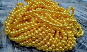 Glass Pearl Bead, Pearlized, 10mm, Gold, 50 pce, Free Post OZ - Bild 1 von 1