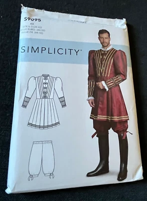 2020 Simplicity Pattern S9095 Men's Historical Costume Sz 34-42 NEW Uncut - Image 1 of 4
