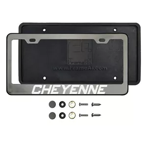 Fit Cheyenne Laser Engraved Stainless Steel License Plate Frame Black Chrome - Picture 1 of 1