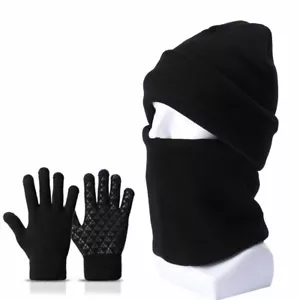 Mens&Womens Hot Thermal Knitted Heanie Hat and Circle Scarf Set for Cold Winter - Picture 1 of 9