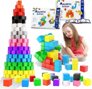 Magnetic Blocks for Toddler Toys, STEM Preschool Learning Sensory Montessori Out - Picture 1 of 8