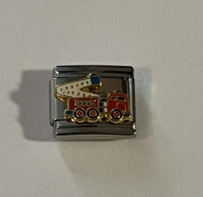 Fire Truck - Fire Engine - Fireman -Italian Charm - 9mm Single Link For Bracelet Foto 1 de 4
