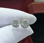 4.00 Ct Round Cut Diamond Simulated Halo Stud Earrings 14K White Gold Value $495