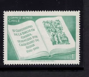 Chile 1969 Biblia Abierta Casiodoro de Reina Traducción de la Biblia Correo aéreo Estampillada sin montar o nunca montada Sc C295 - Imagen 1 de 1