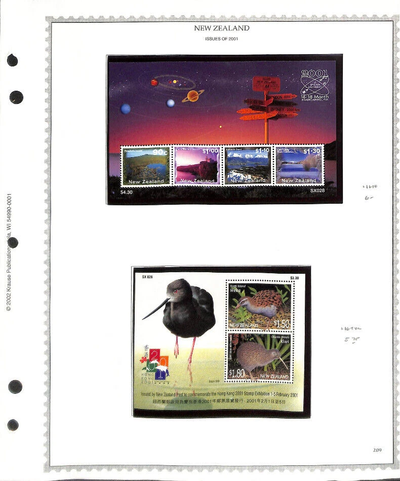 New Zealand, Postage Stamp, #1680, 1694a Mint NH, 2001 Nature Scenes, Birds - Image 1 of 1