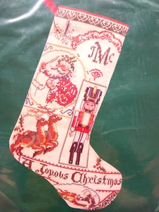 Needles ‘N Hoops Christmas Stocking Cross Stitch Kit Nutcracker Reindeer Santa - Picture 1 of 5