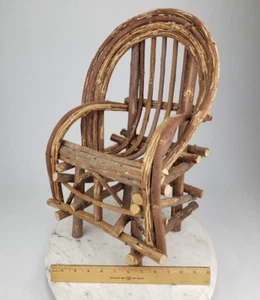Small 20" Primitive Twig Chair Handmade Rustic Willow Wood Bear Doll Plant Decor - Picture 1 of 14