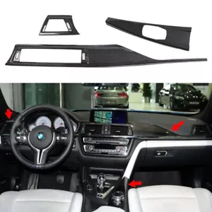 3tlg Kohlefaser Armaturenbrett Abdeckungs Innenraum für BMW F30 F31 F34 F36 TOP - Picture 1 of 14