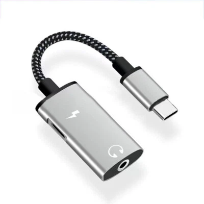 2 in 1 Type-C USB C to 3.5mm AUX Audio Headphone Jack Adapter Charger Cable i - Image 1 of 4