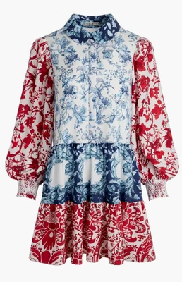 Alice & Olivia Paulie Mixed Floral Balloon Sleeve Mini Dress - XS - retail $495 - Image 1 of 4