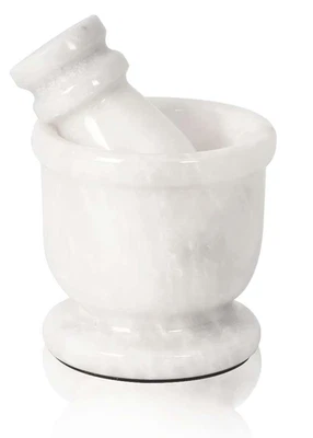 Radicaln Marble Mortar and Pestle Set White 2.5" Inches Handmade Hand Grinder fo - Image 1 of 4